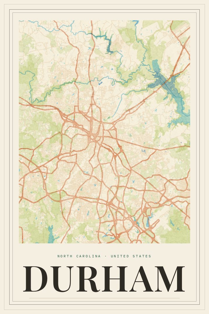 Durham map poster