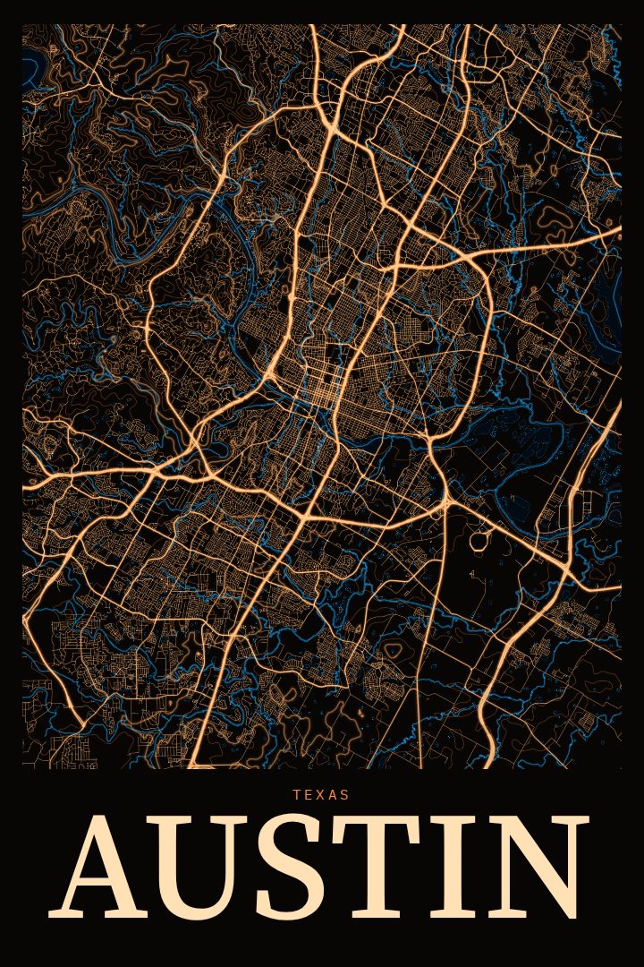 Austin map poster