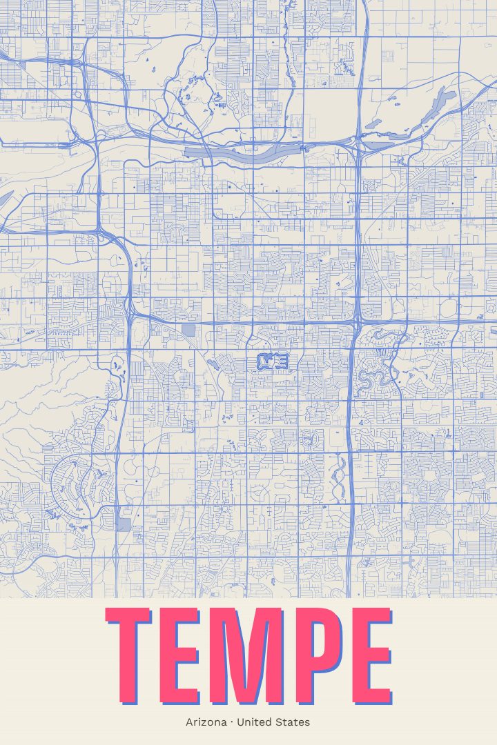 Tempe map poster, Overprint style