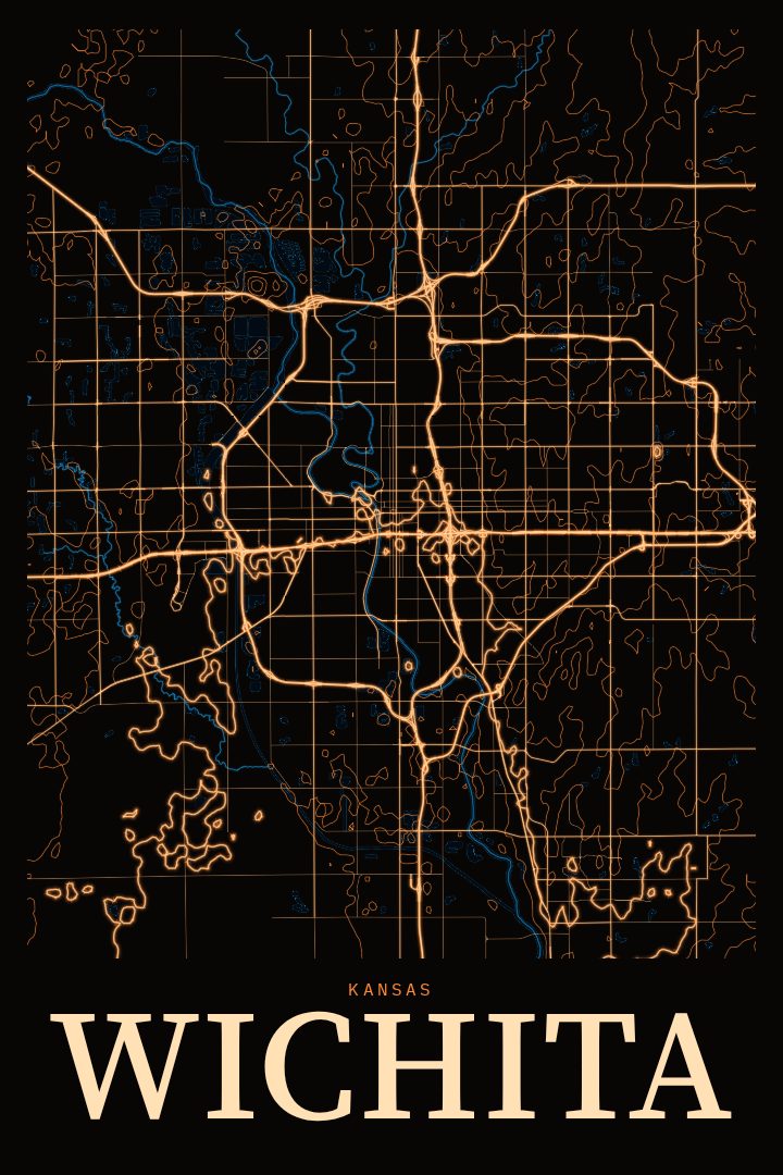 Wichita map poster
