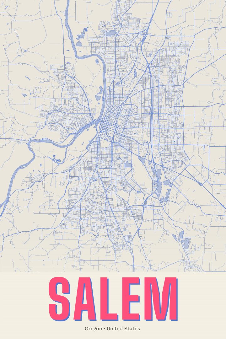 Salem map poster, Overprint style