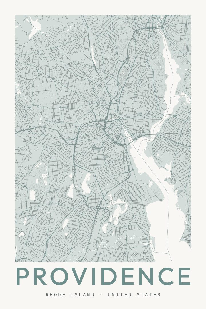 Providence city map poster for Rhode Island