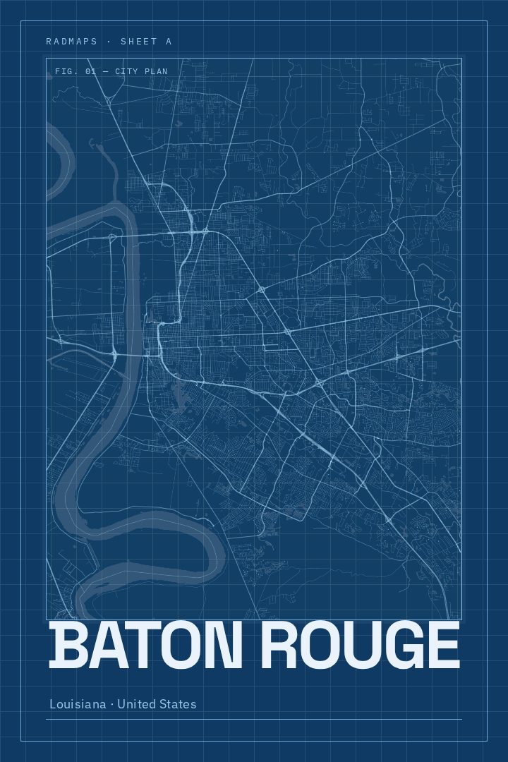 Baton Rouge map poster