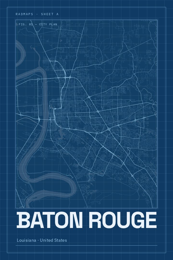 Baton Rouge map poster