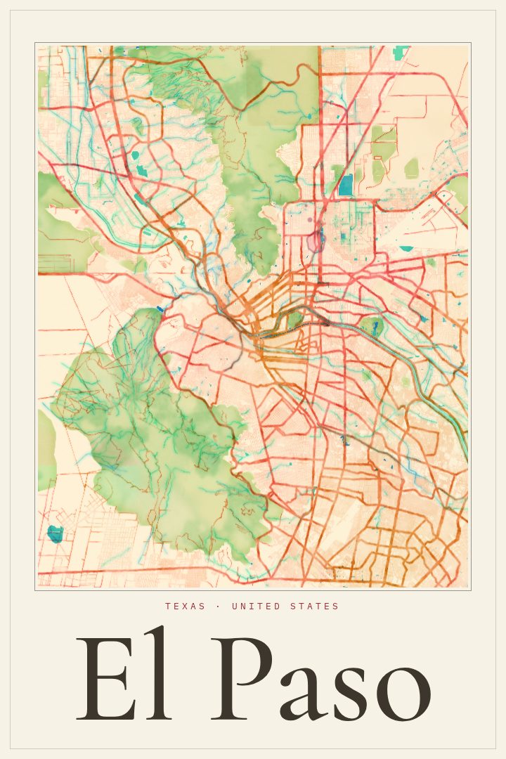 El Paso map poster