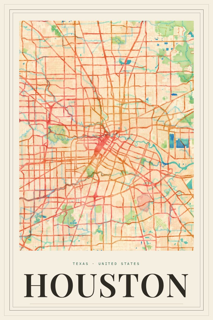 Houston map poster