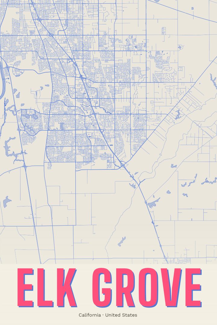 Elk Grove map poster, Overprint style