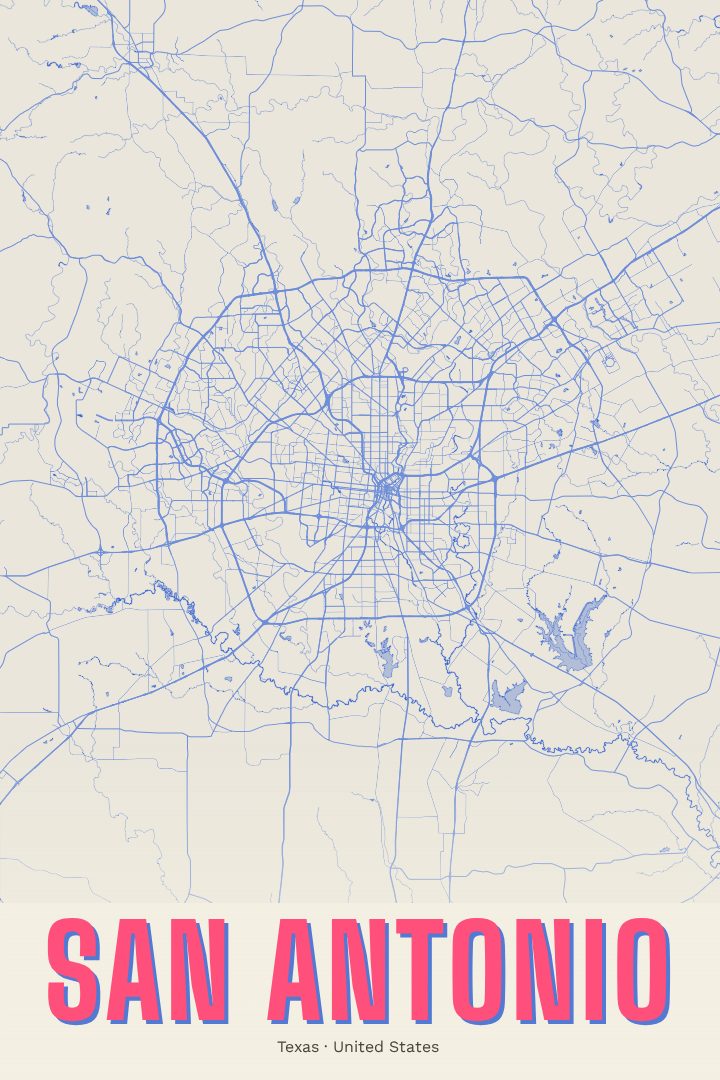 San Antonio map poster