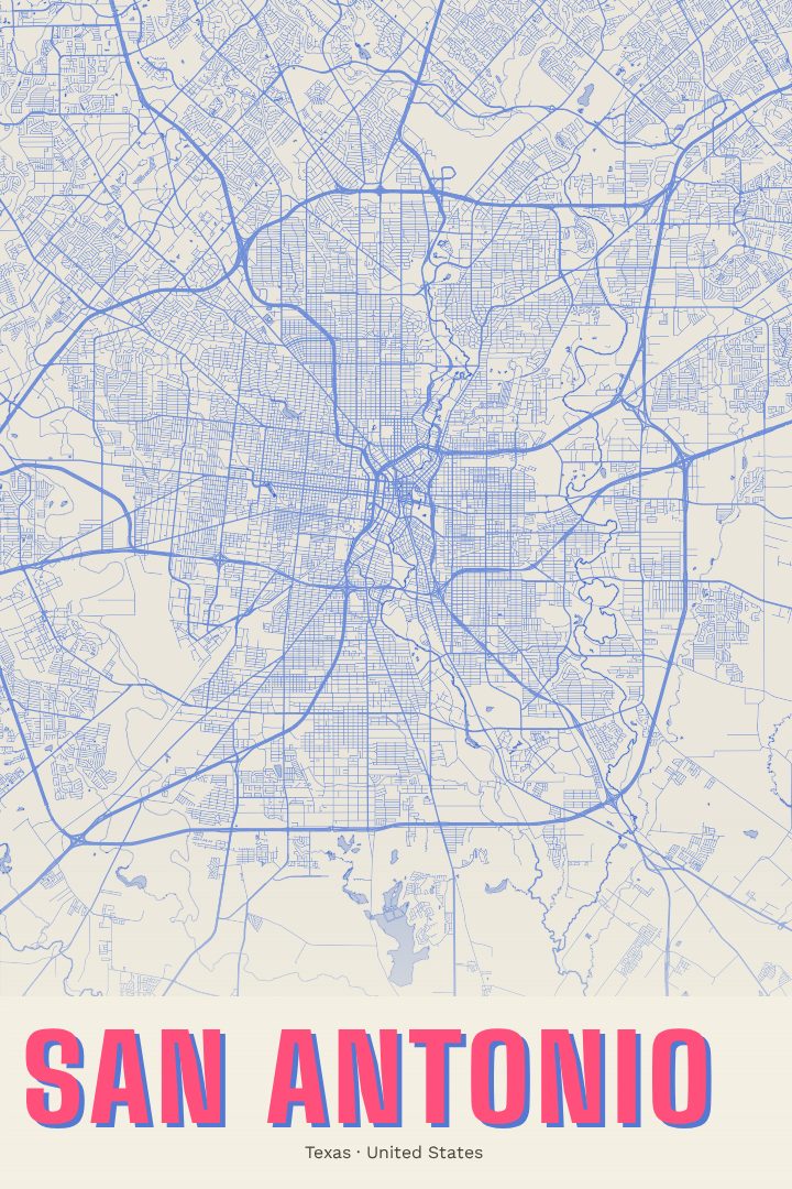 San Antonio map poster