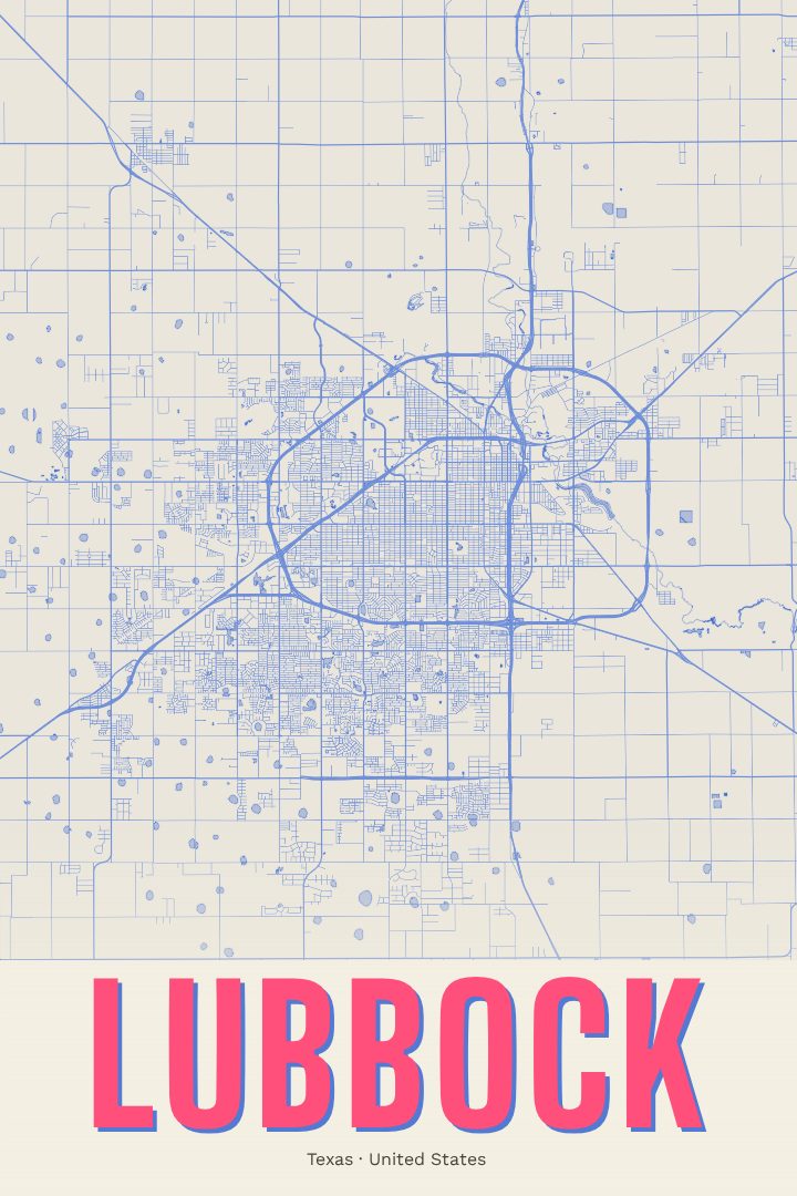 Lubbock map poster