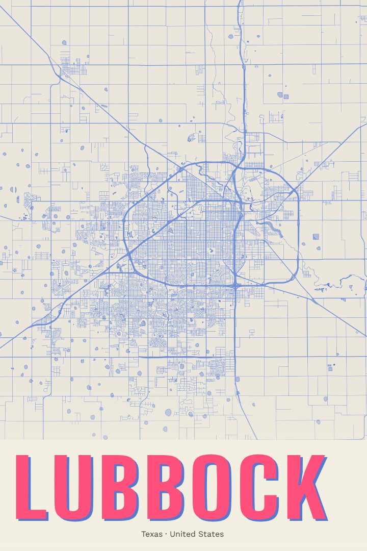 Lubbock map poster