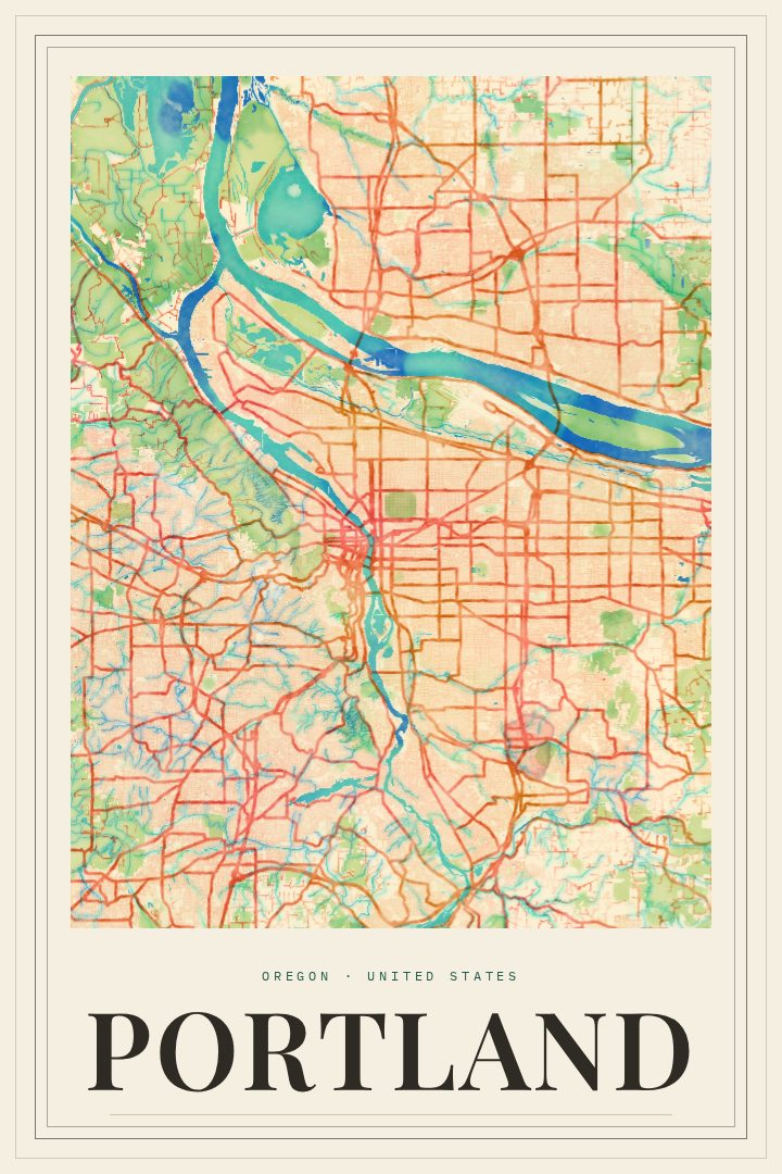 Portland map poster