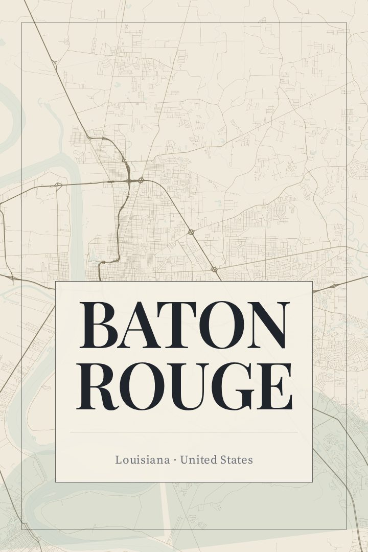 Baton Rouge map poster