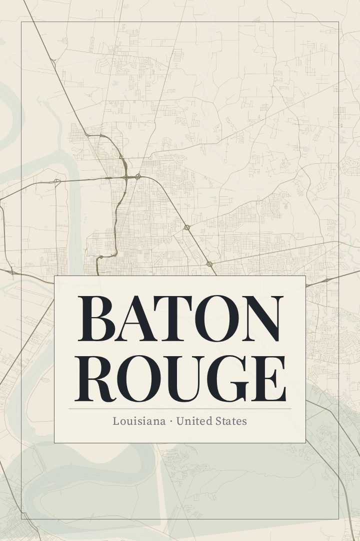 Baton Rouge map poster