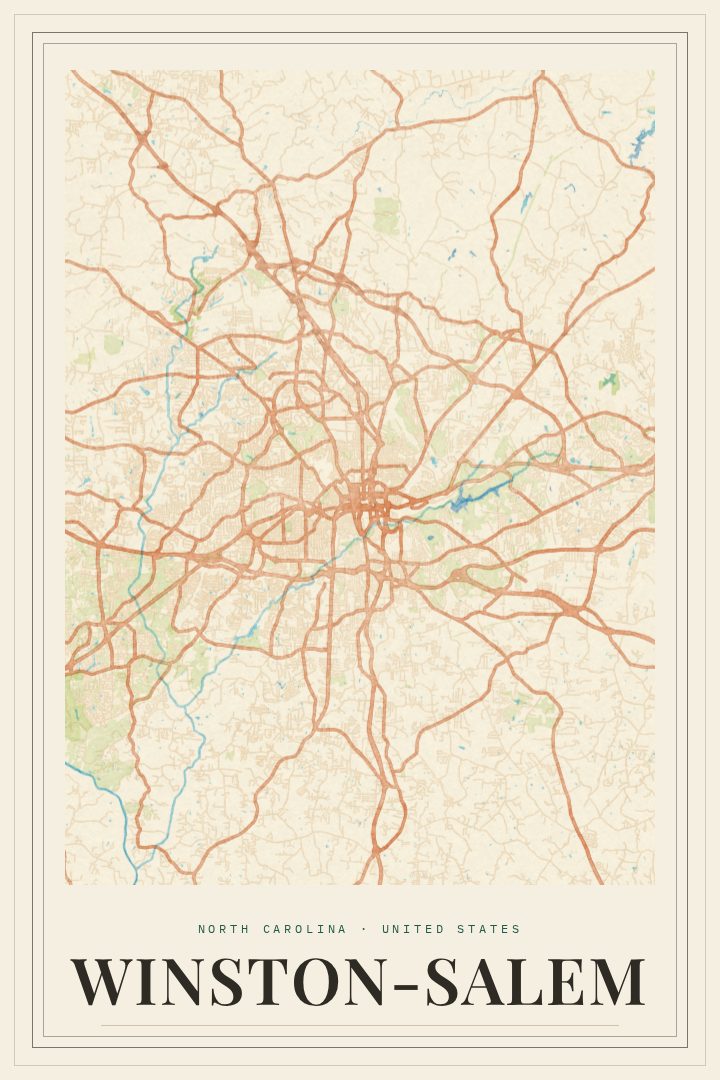 Winston-Salem map poster