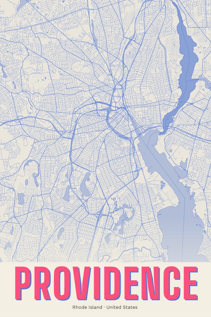 Providence map poster, Overprint style