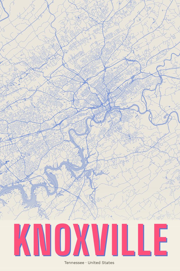 Knoxville map poster, Overprint style
