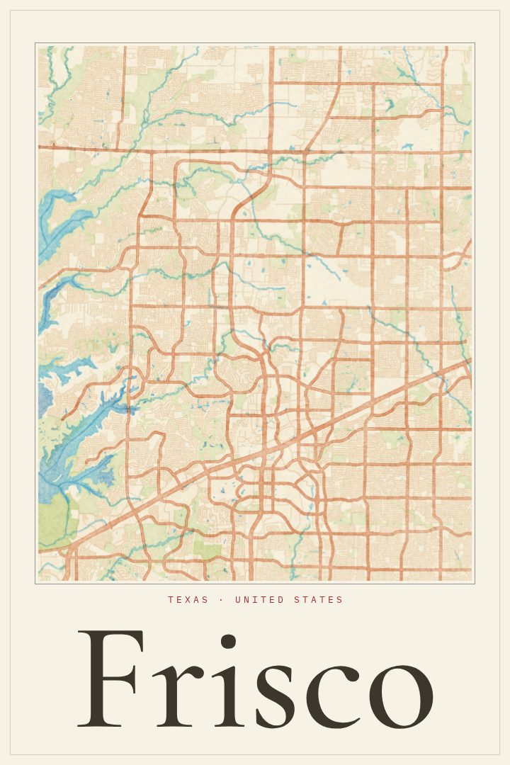 Frisco map poster, Watercolor style