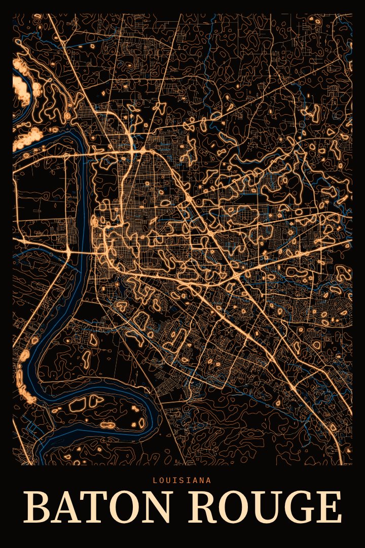 Baton Rouge map poster