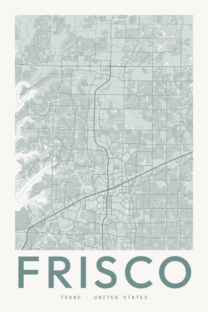 Frisco city map poster for Texas