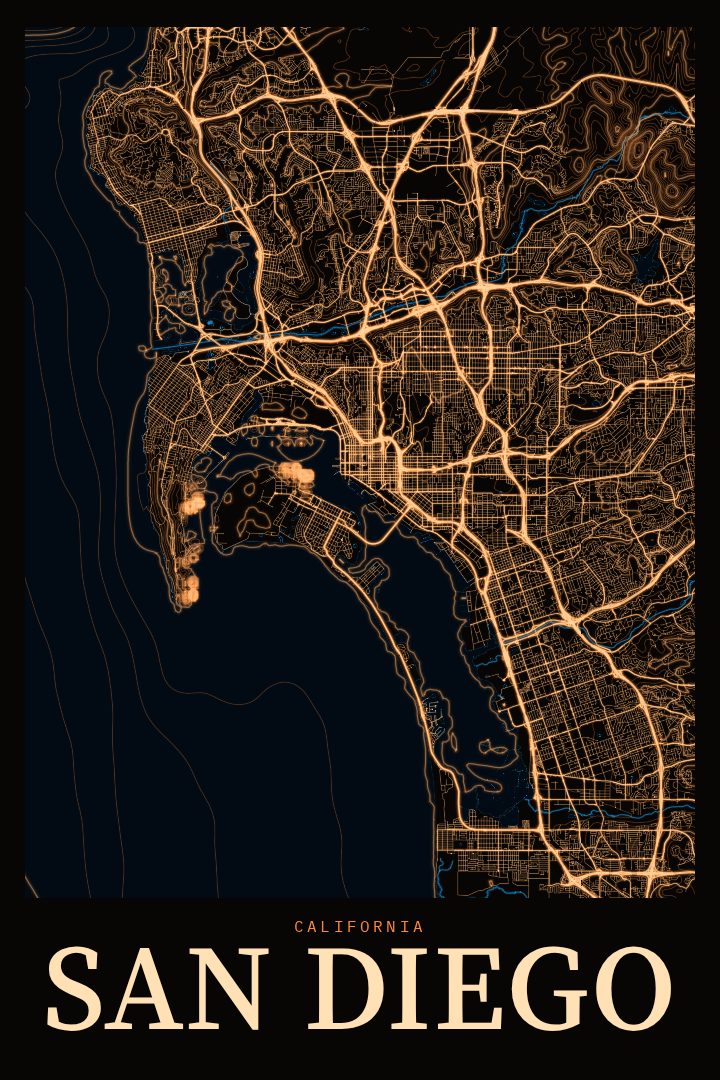 San Diego map poster