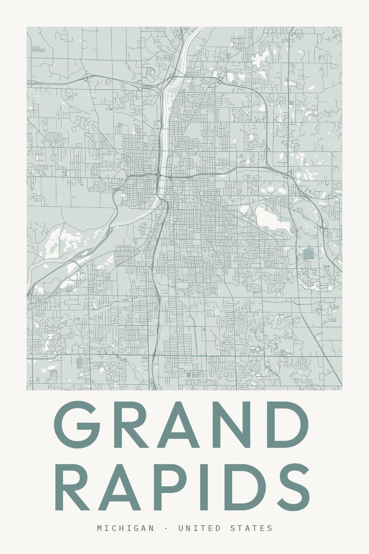 Grand Rapids city map poster for Michigan