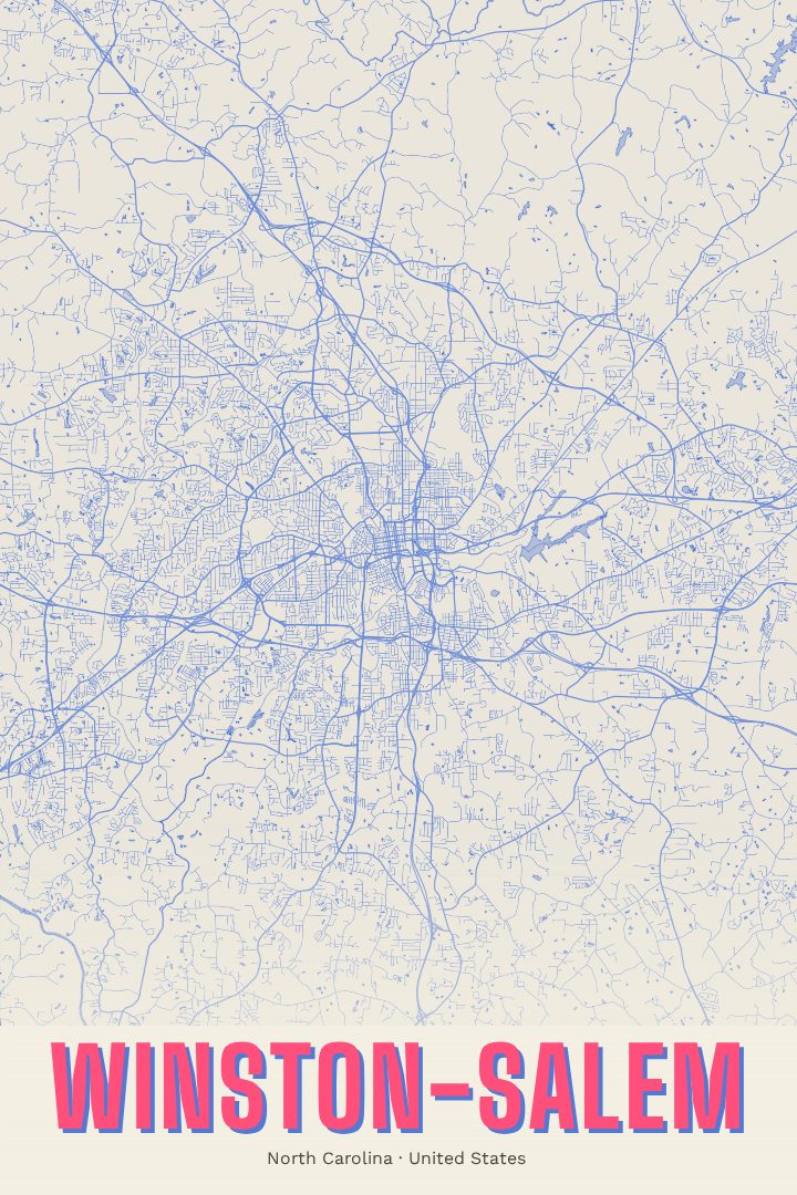 Winston-Salem map poster