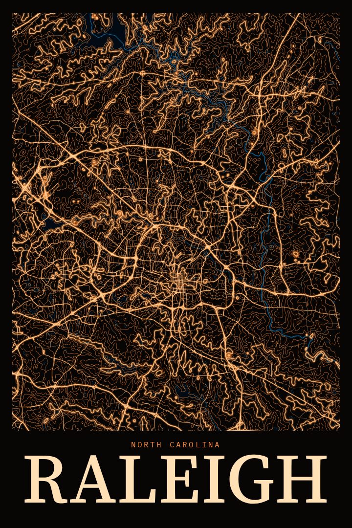 Raleigh map poster