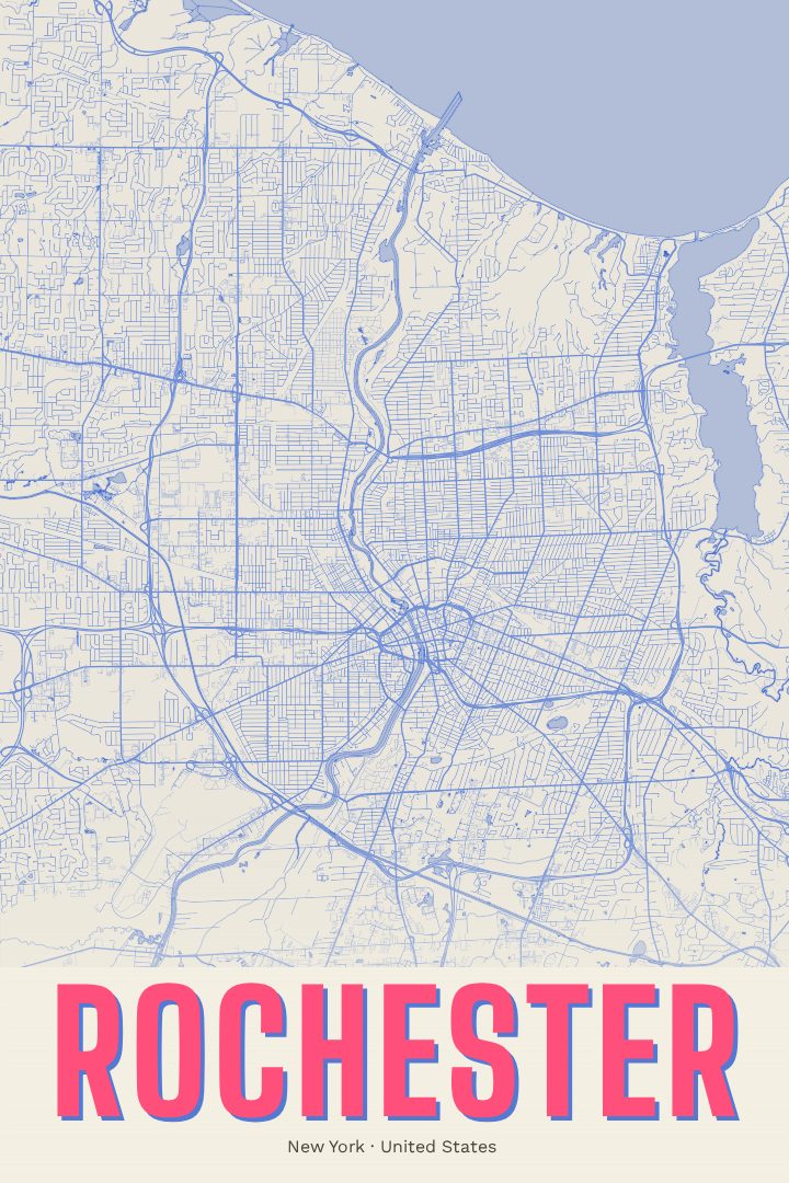 Rochester map poster, Overprint style