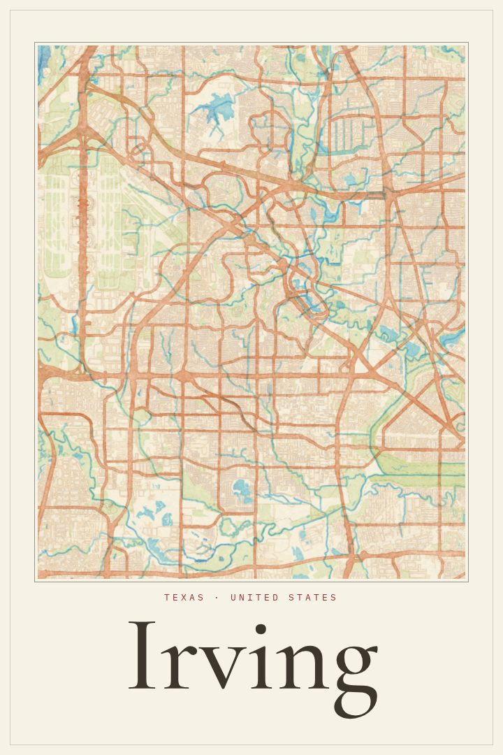 Irving map poster
