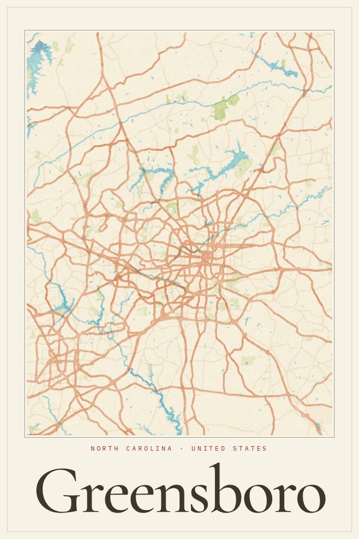 Greensboro map poster
