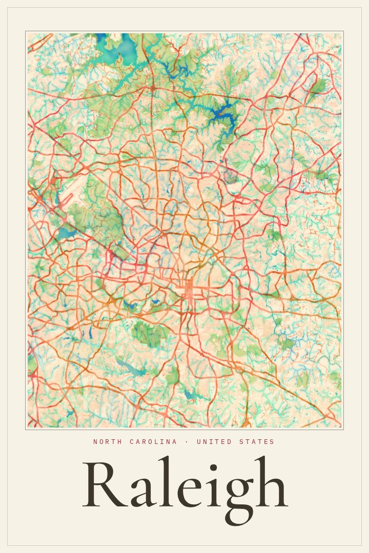 Raleigh map poster