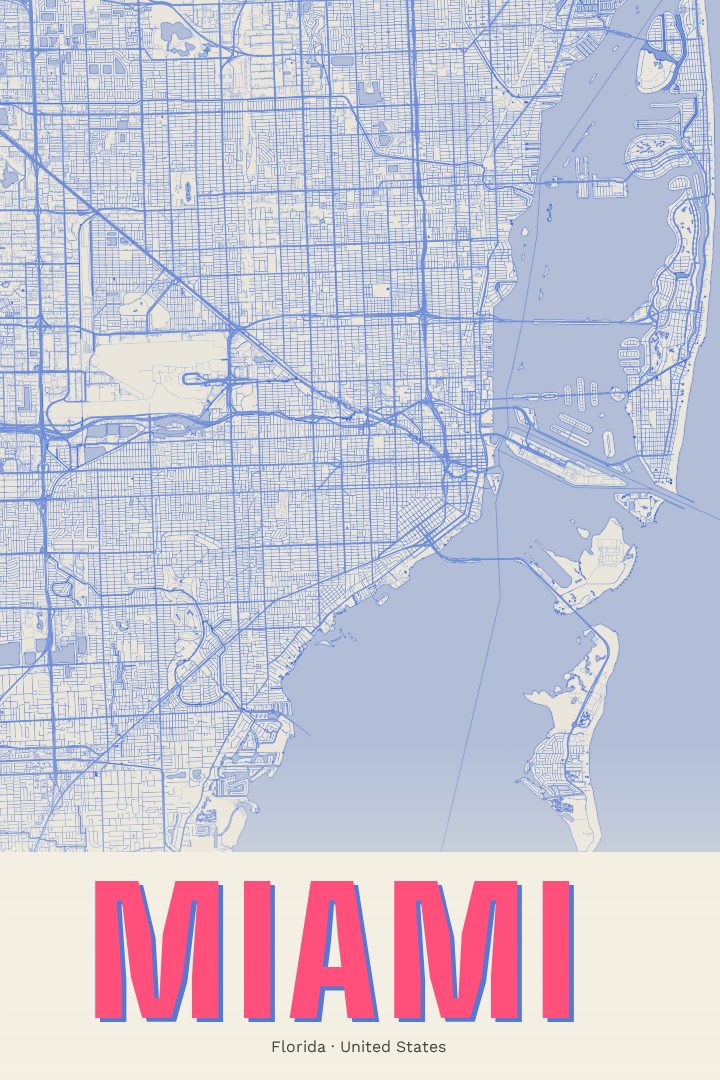 Miami map poster