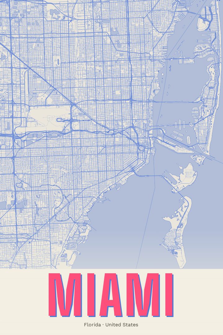 Miami map poster