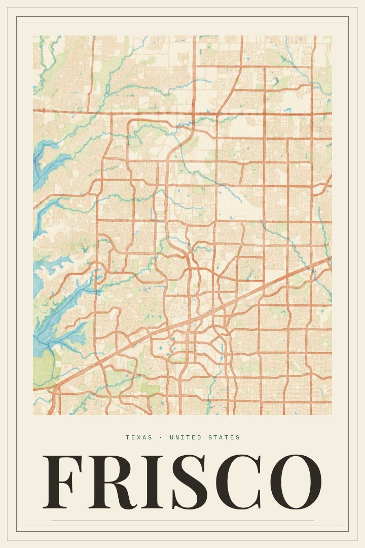 Frisco map poster, Painted Survey style
