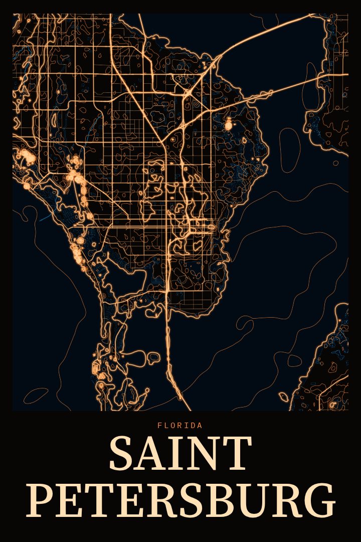 Saint Petersburg map poster