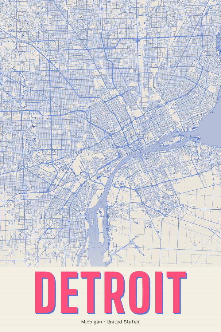 Detroit map poster