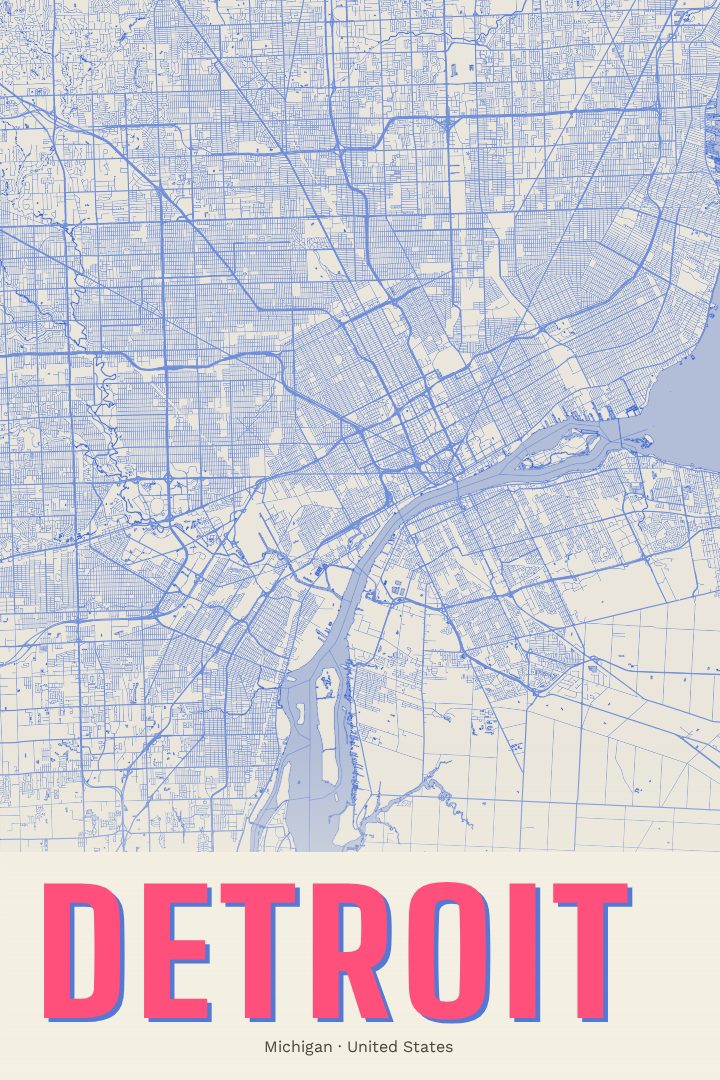 Detroit map poster