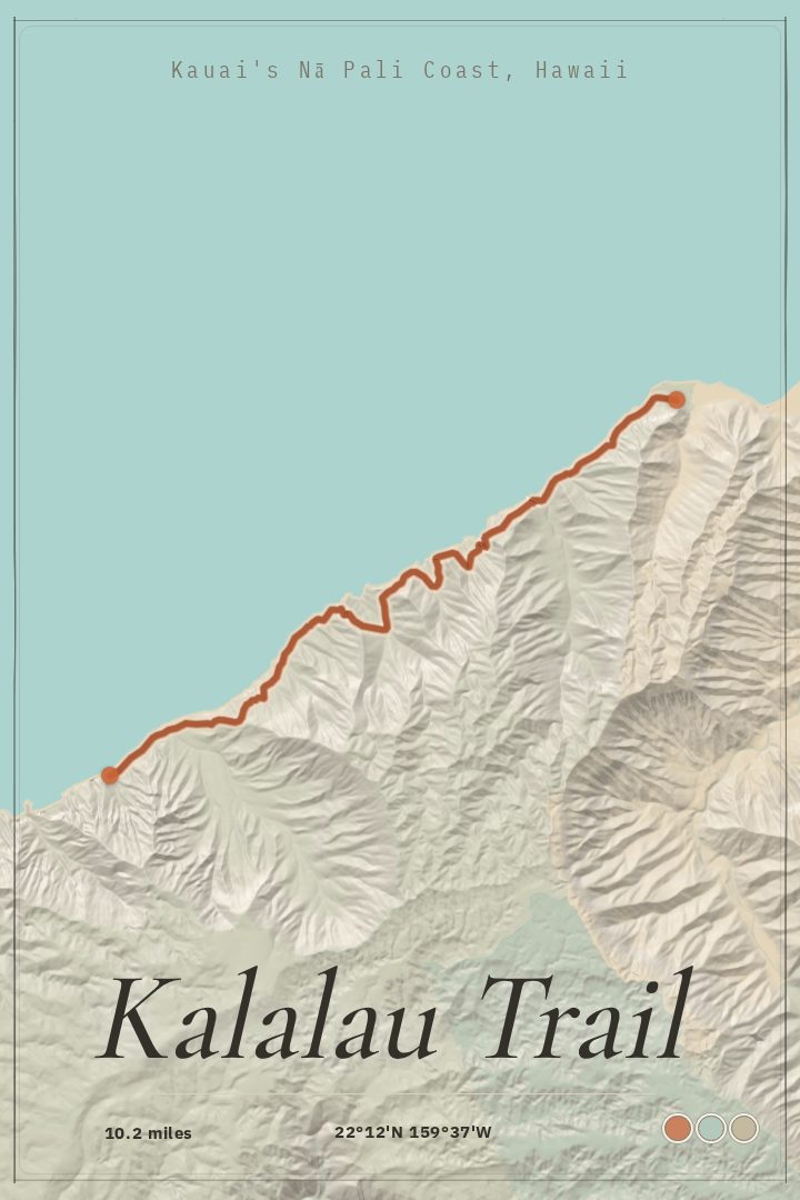 Kalalau Trail map poster