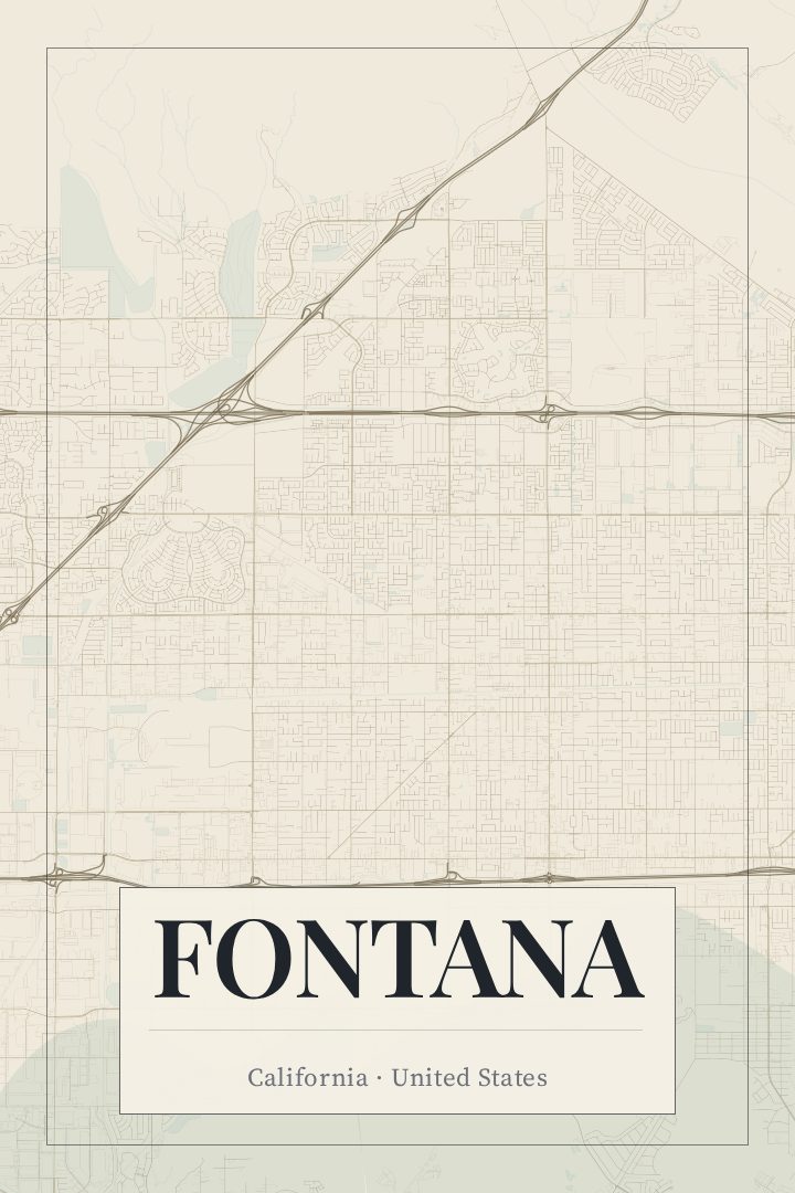 Fontana map poster, Cartouche style