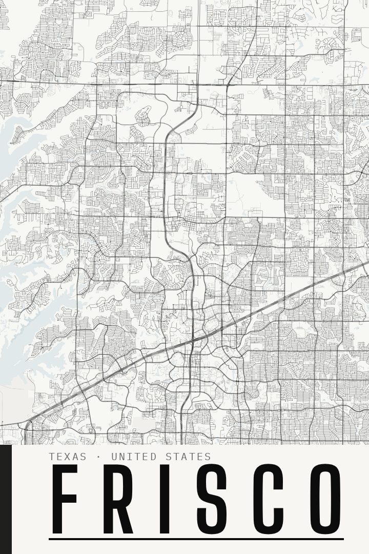 Frisco map poster, Blackline style