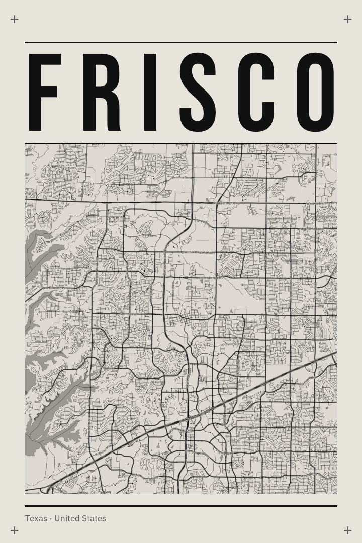 Frisco map poster, Brutalist style