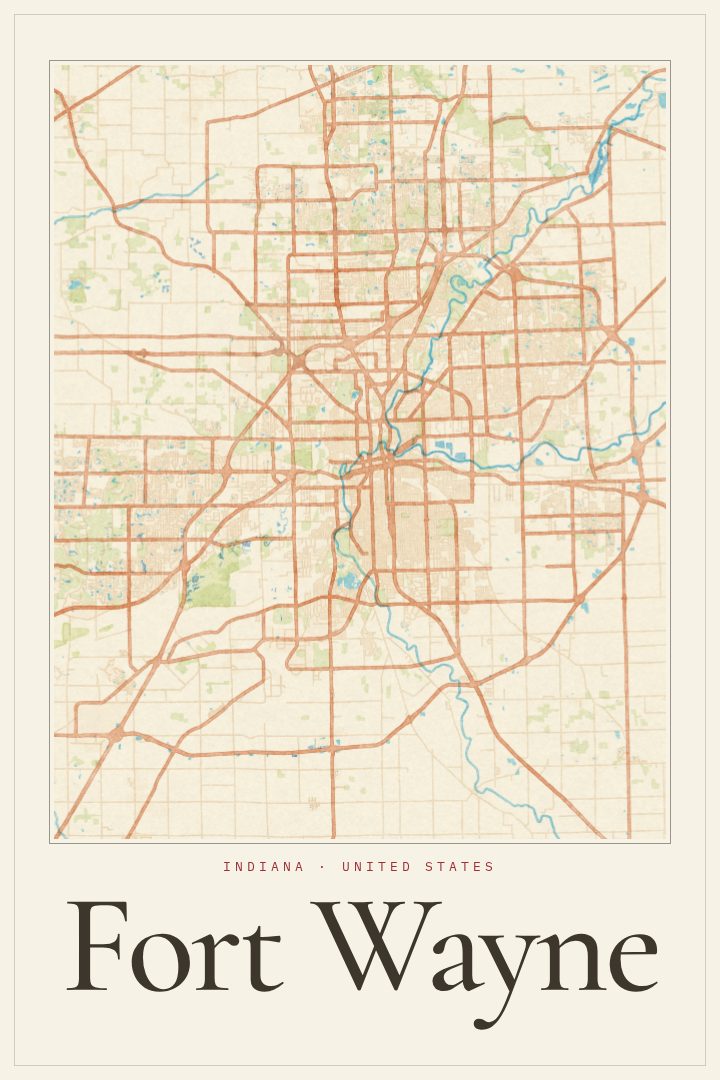 Fort Wayne map poster