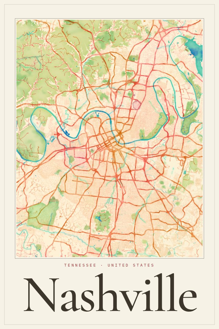 Nashville map poster