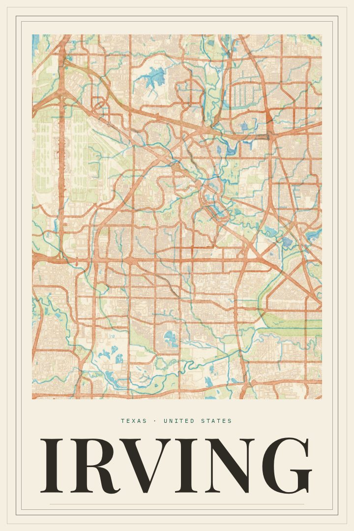 Irving map poster