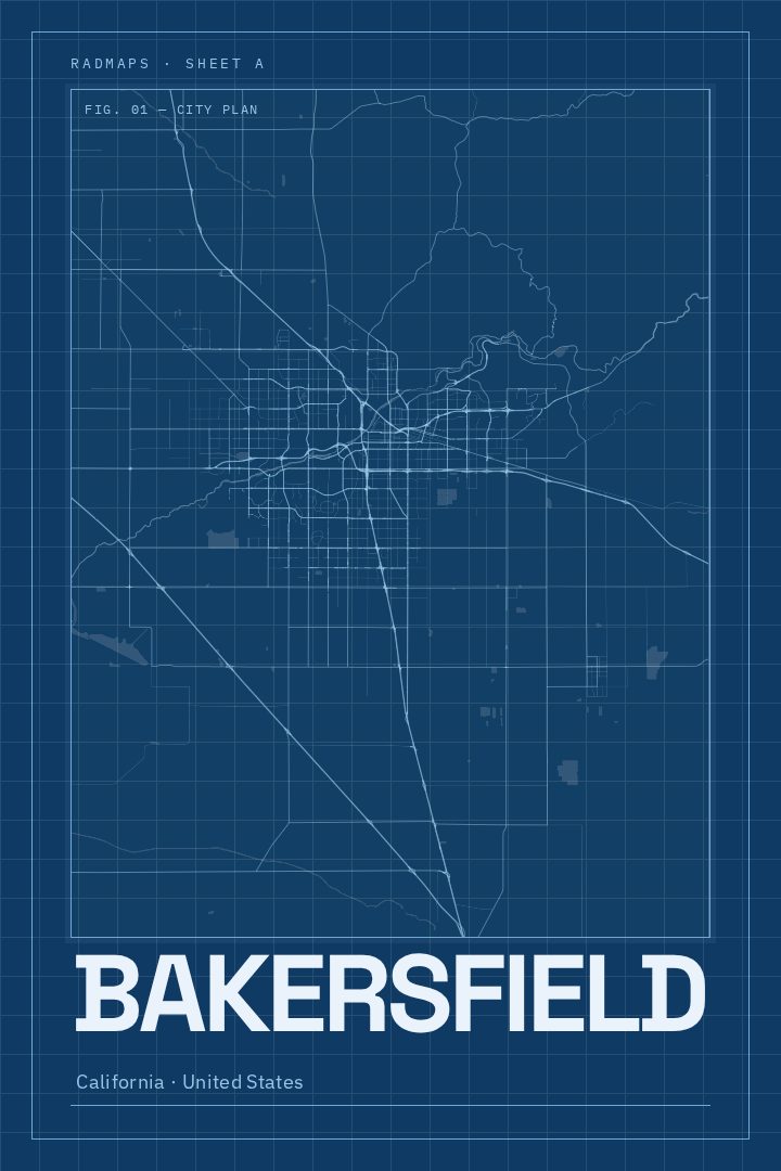 Bakersfield map poster