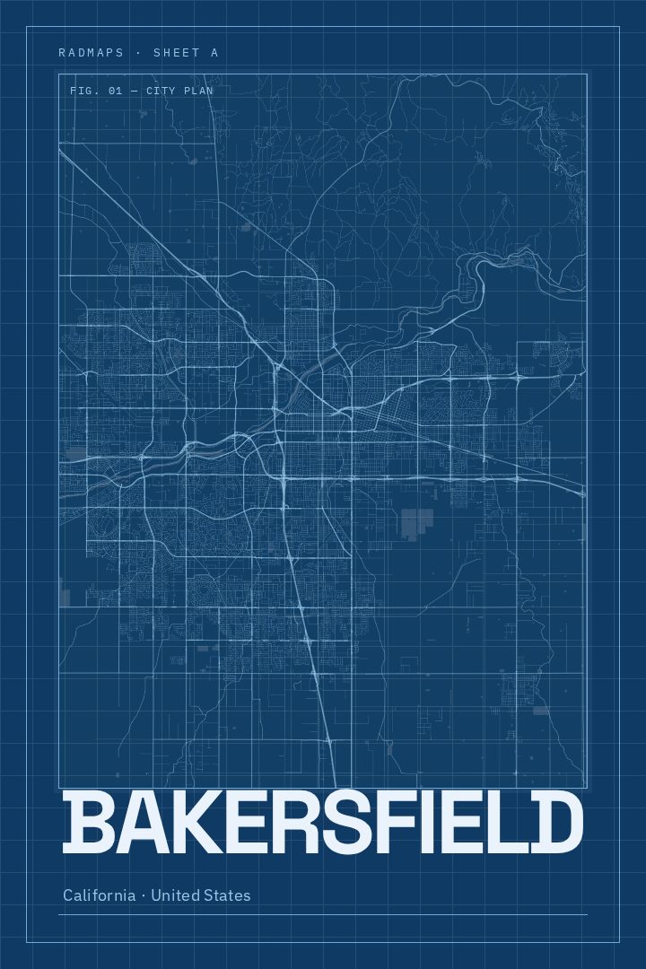Bakersfield map poster