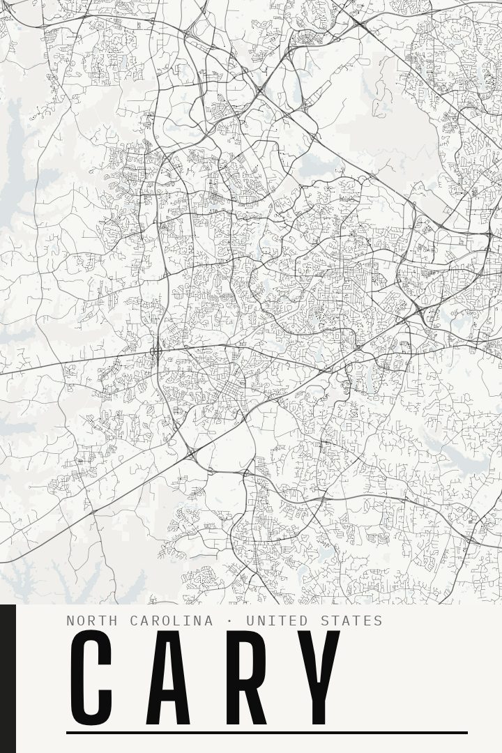 Cary map poster, Blackline style