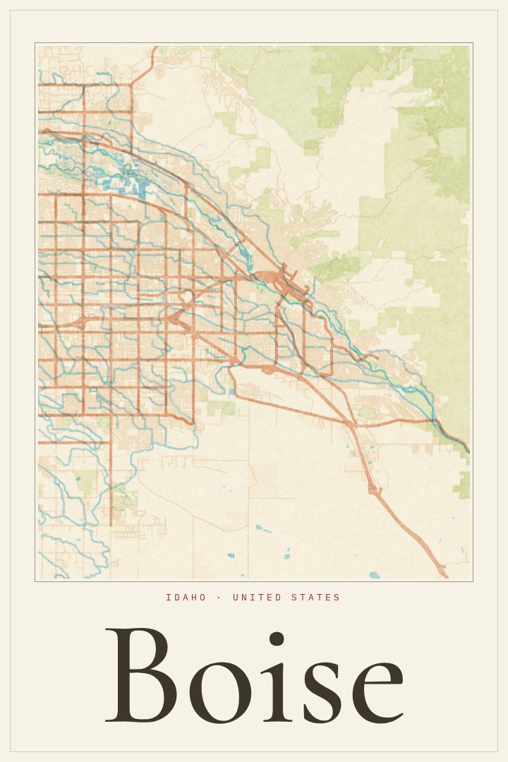 Boise map poster