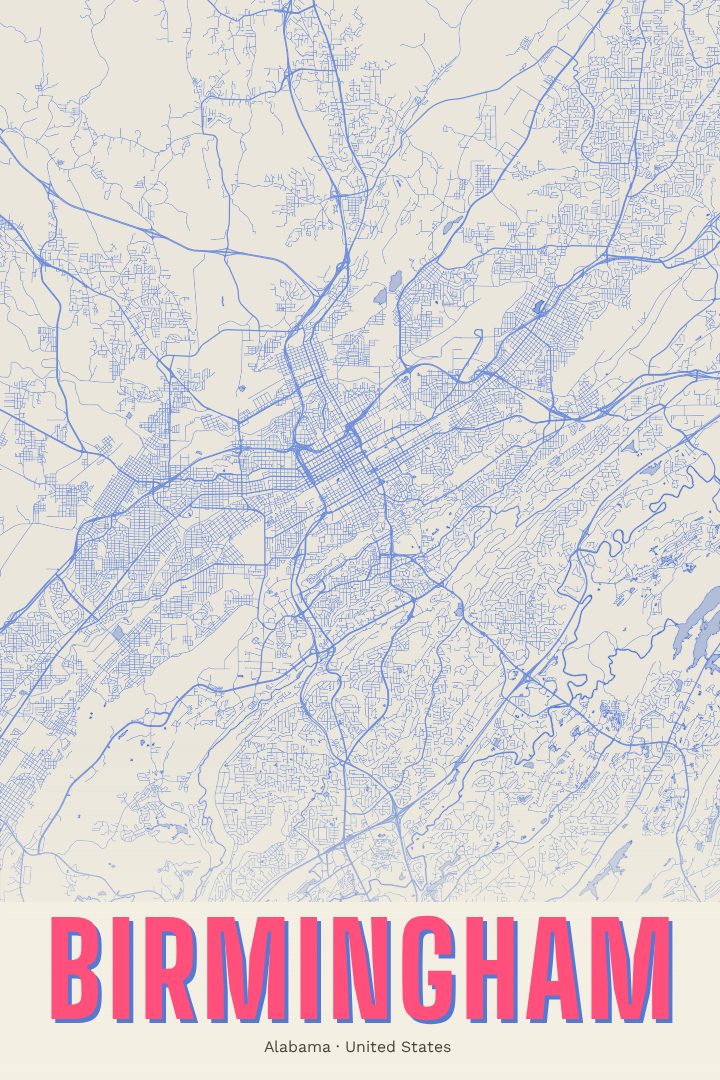 Birmingham map poster, Overprint style